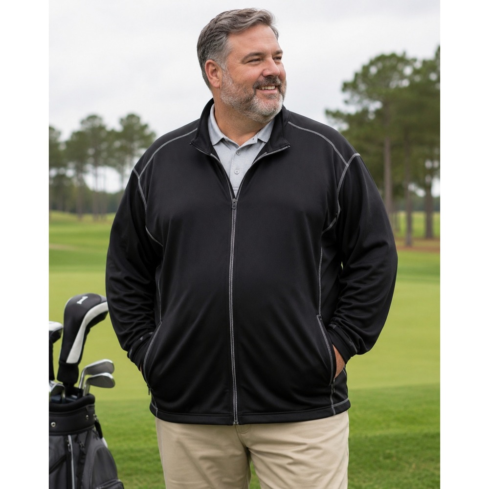 Harbor Bay Performance 4XT Big Tall Full Zip Athletic Jacket Black Golf Active